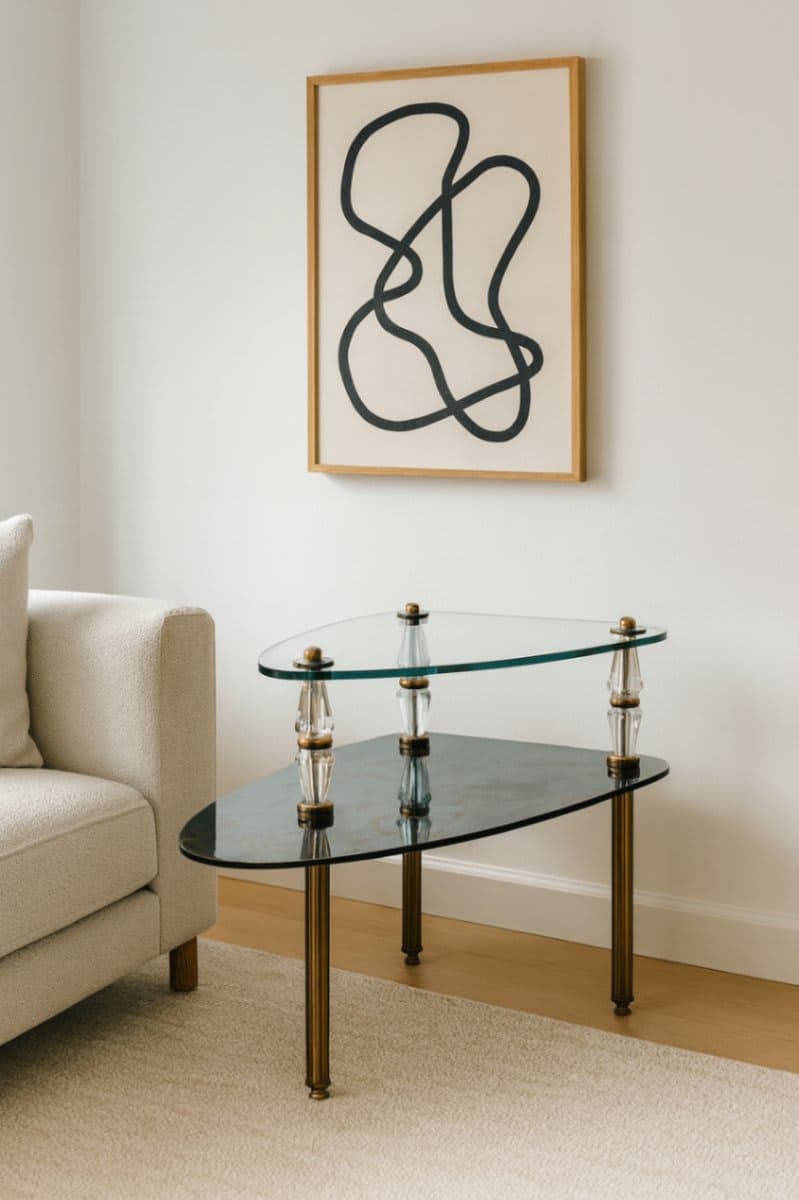 Hollywood Regency Two-Tiered Italian Églomisé Side Table