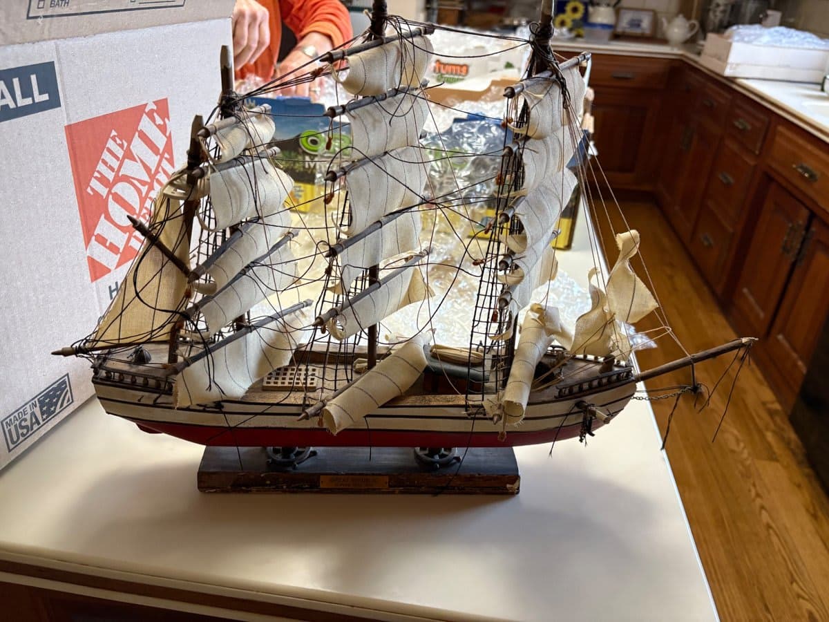 Vintage Tall Ship Sailing Vessel Model