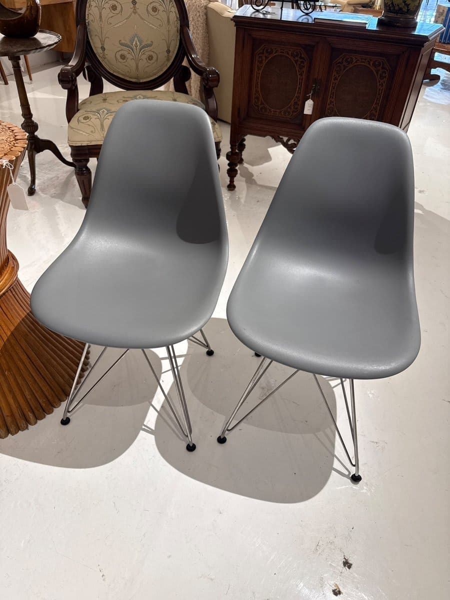 Eames DSR Shell Chair Pair - Gray on Eiffel Base