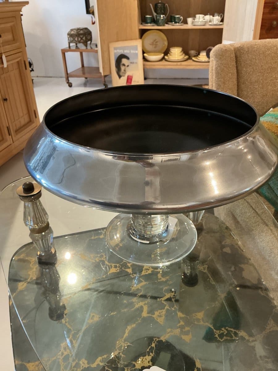 Art Deco Chrome Pedestal Compote Bowl