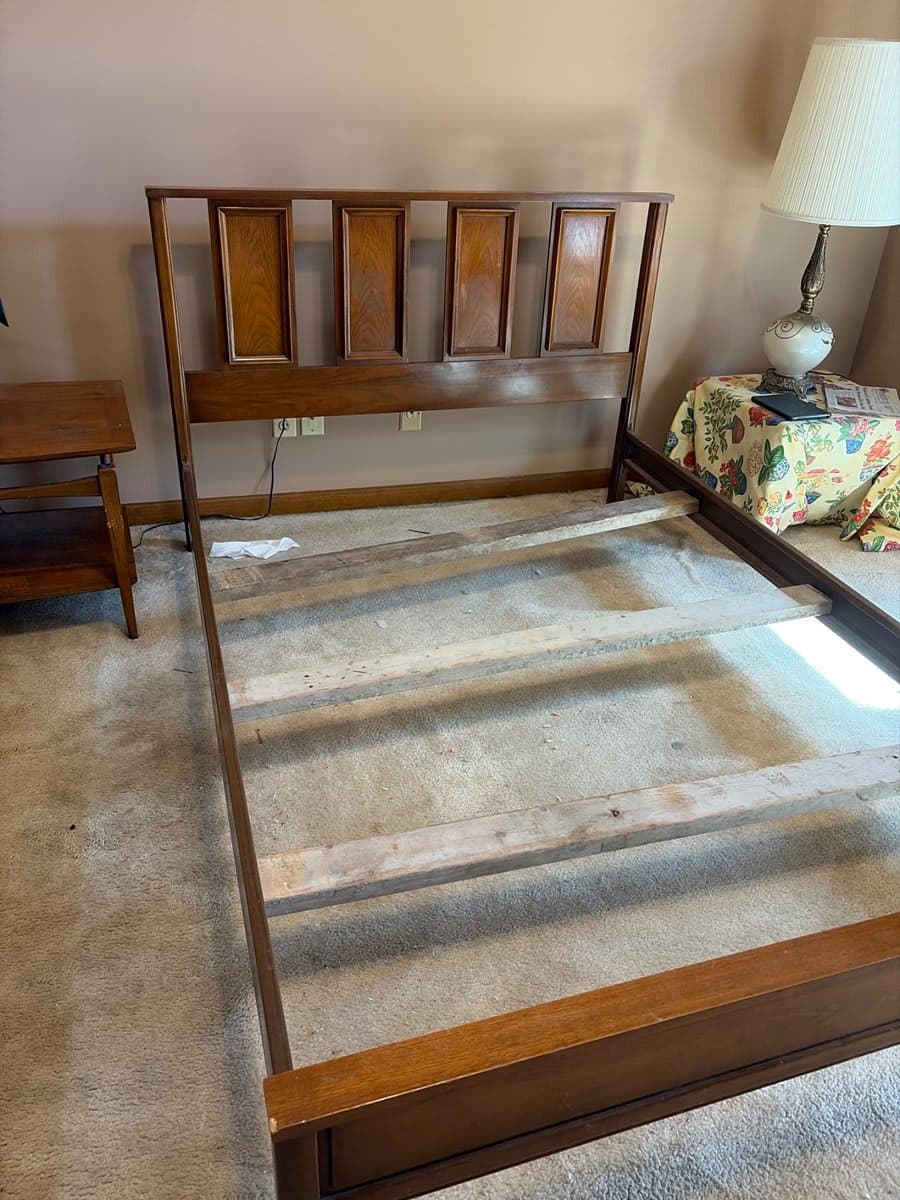Mid-Century Modern Walnut Queen Bed Frame