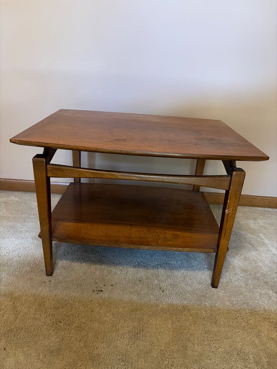 Mid-Century Modern Walnut Two-Tier End Table