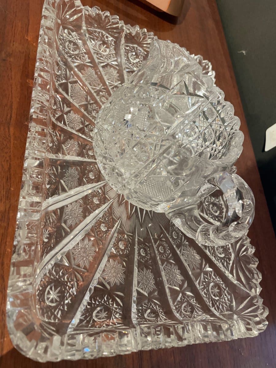 American Brilliant Cut Crystal Punch Bowl Set