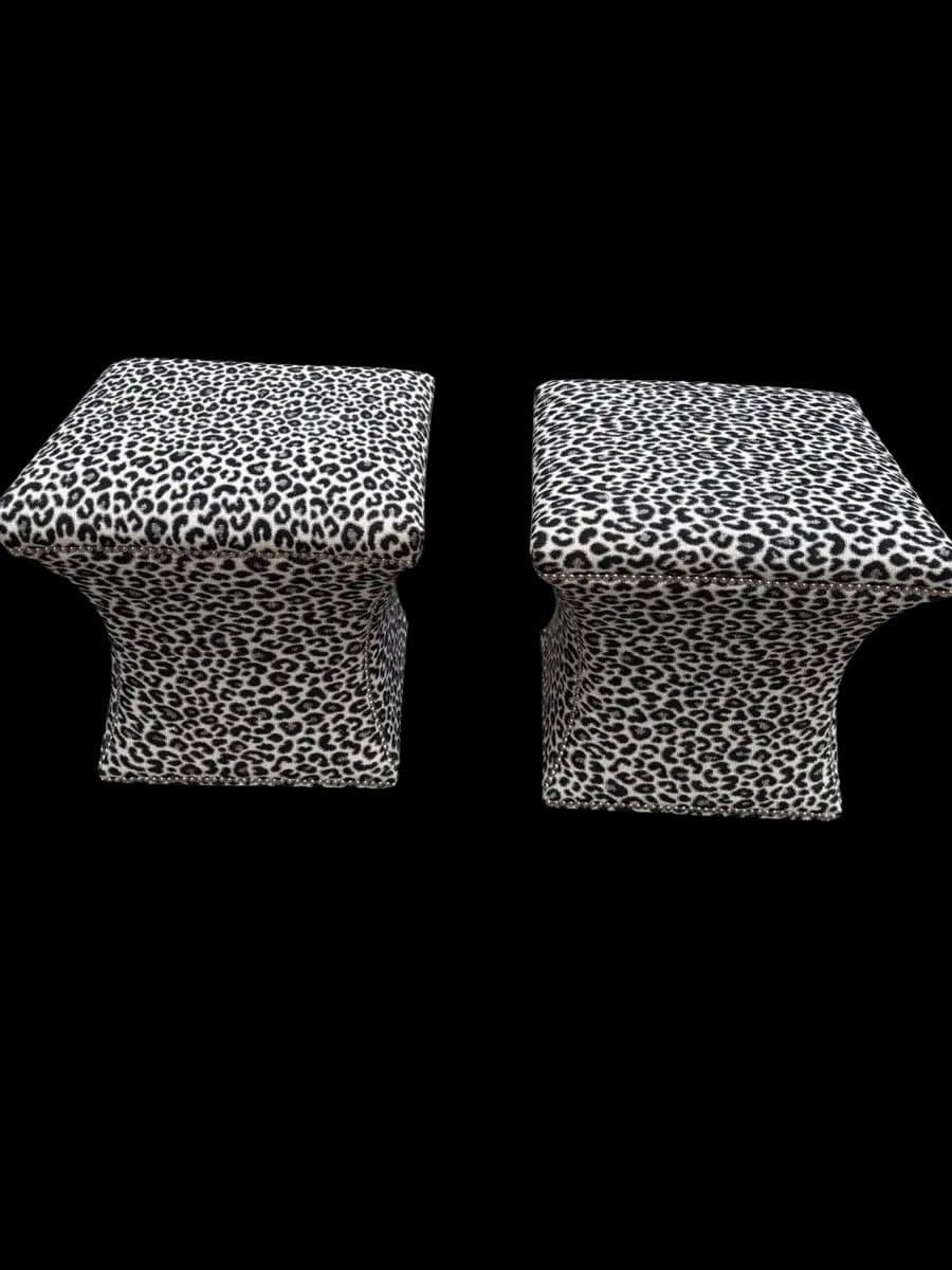 Leopard Print Ottoman Stool Set (Walter E Smithe)