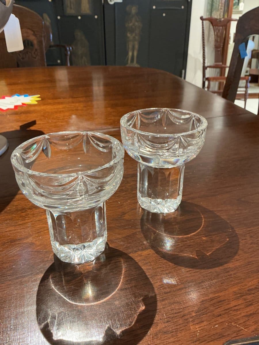 Royal Brierley crystal candle holder pair
