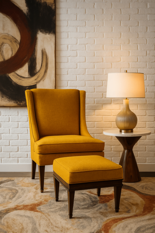 Mustard Yellow Armchair and Ottoman (Set)