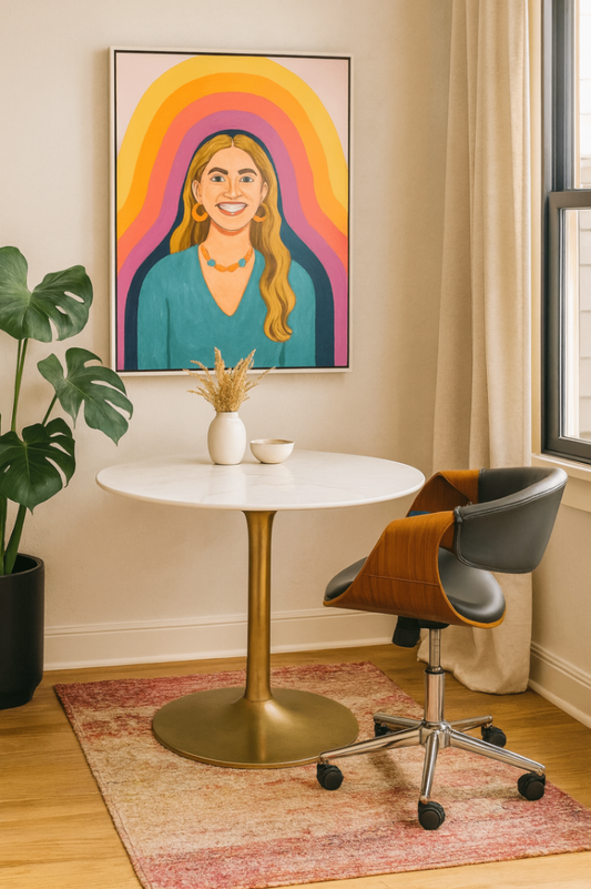 Chic White & Gold Pedestal Table