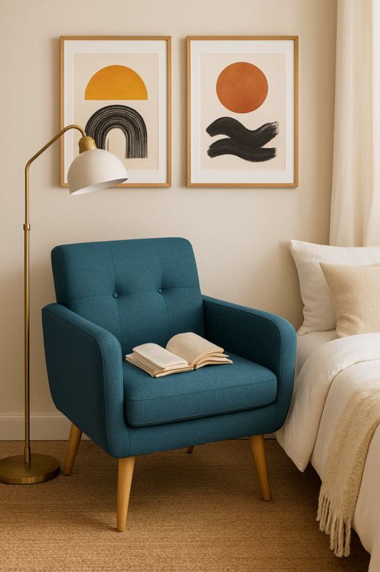 Teal Mid-Century Modern Style Armchair 