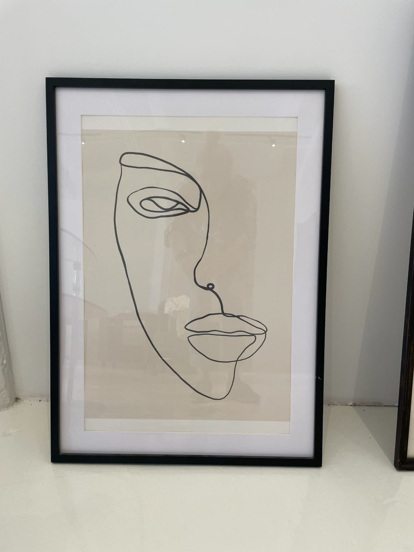 Framed Scandinavian Abstract Face Line Art