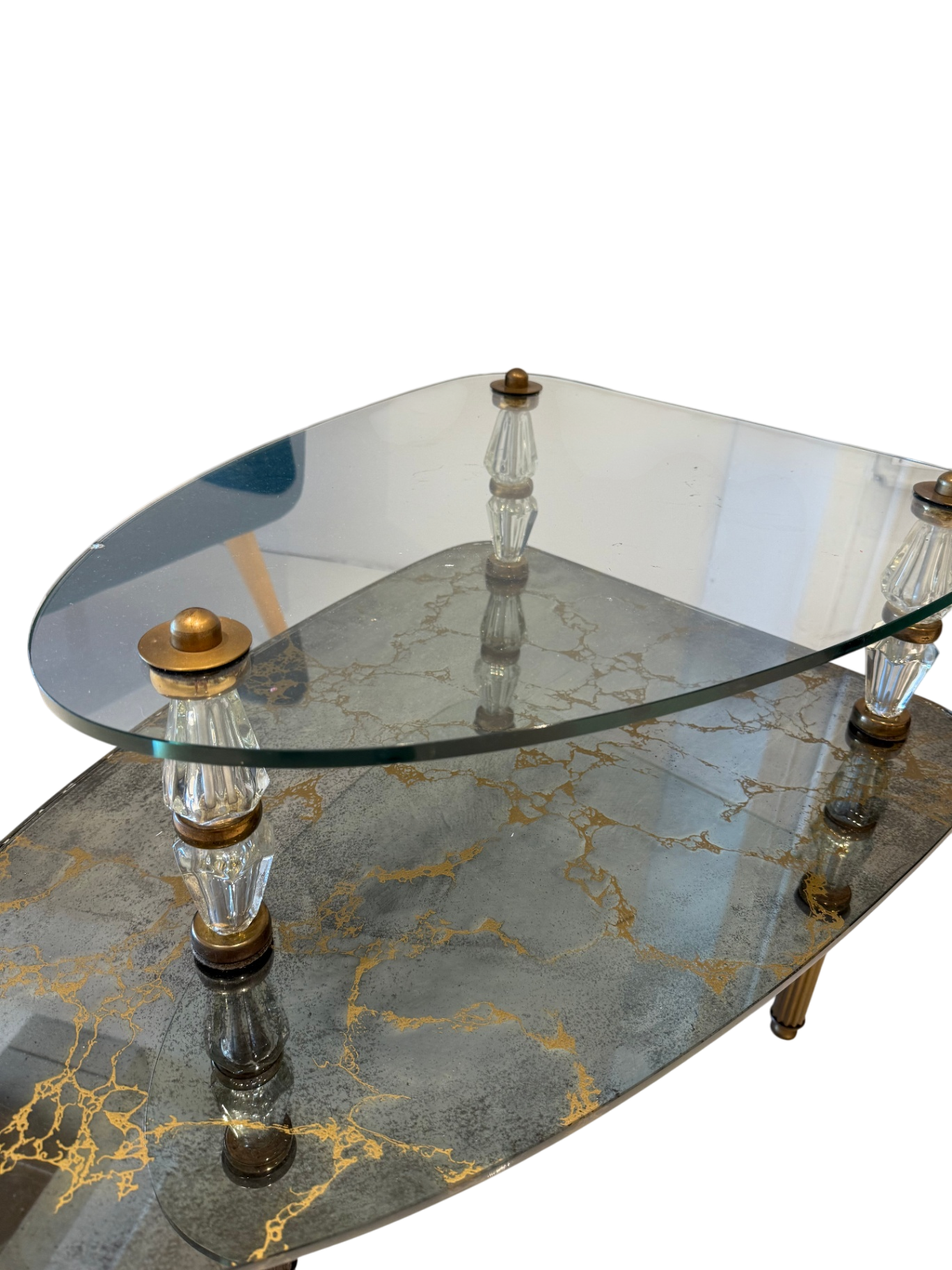 Hollywood Regency Two-Tiered Italian Églomisé Side Table