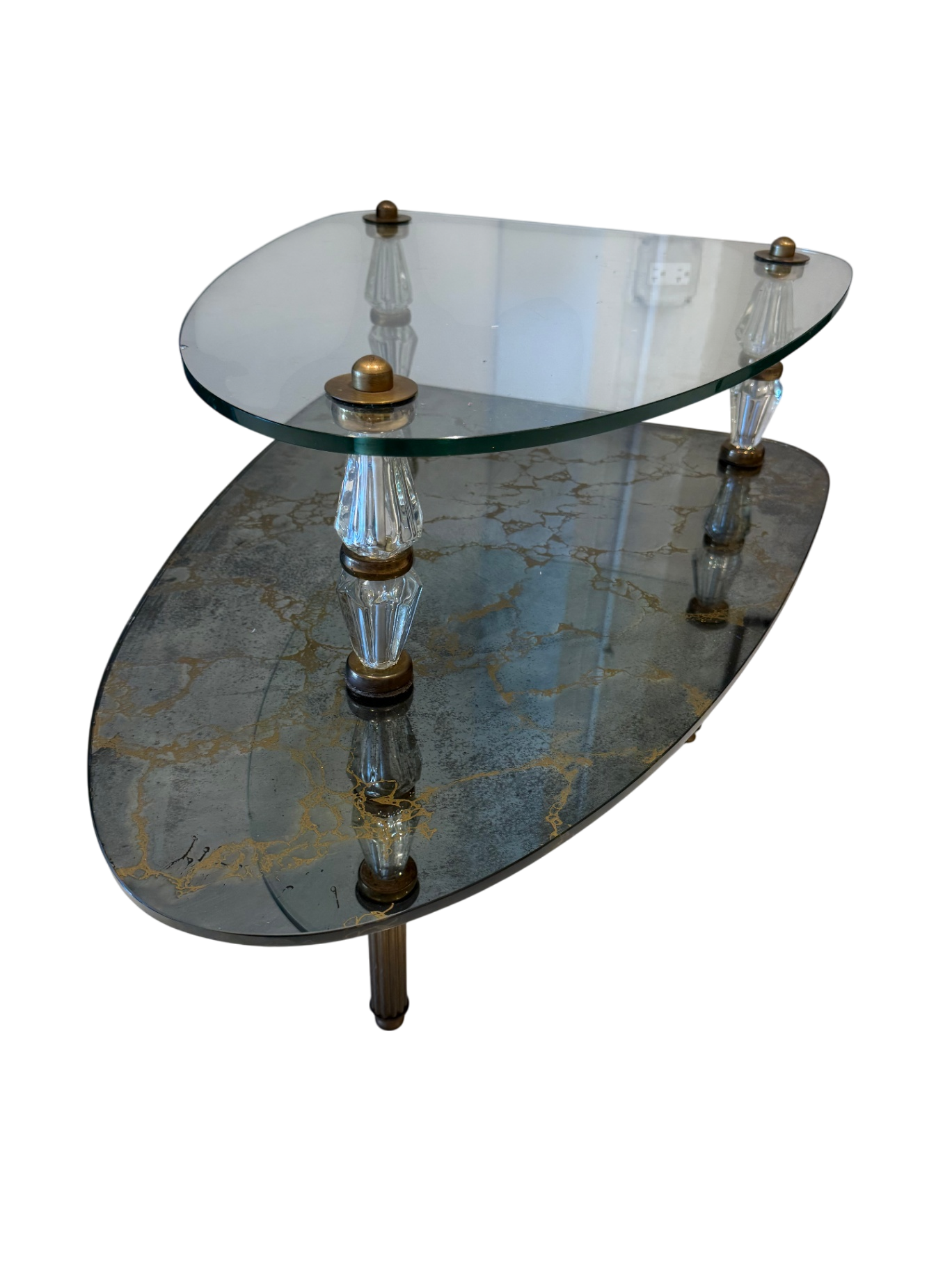 Hollywood Regency Two-Tiered Italian Églomisé Side Table
