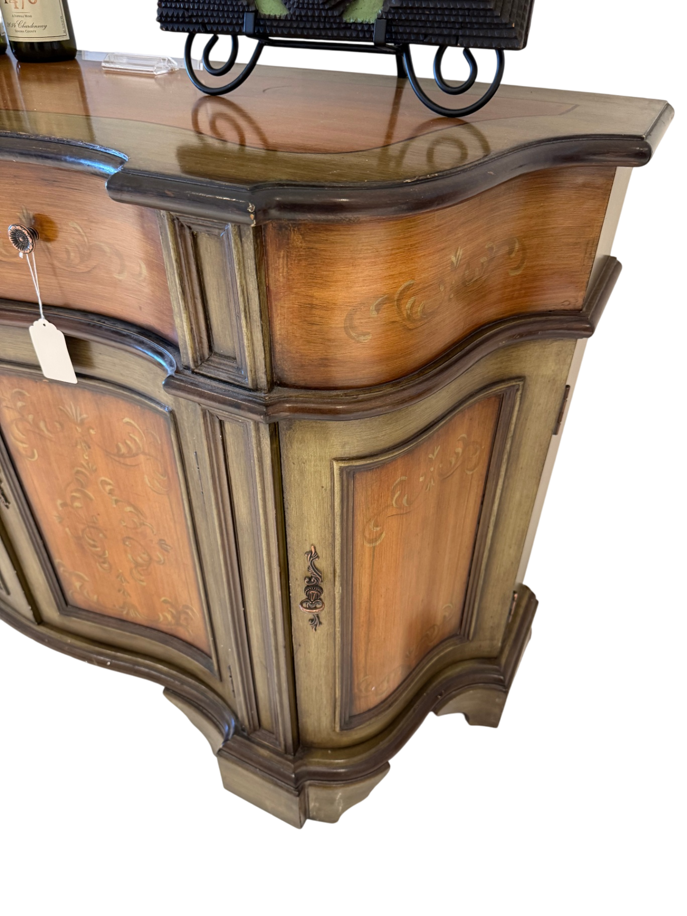 Traditional Hand-painted Green Credenza