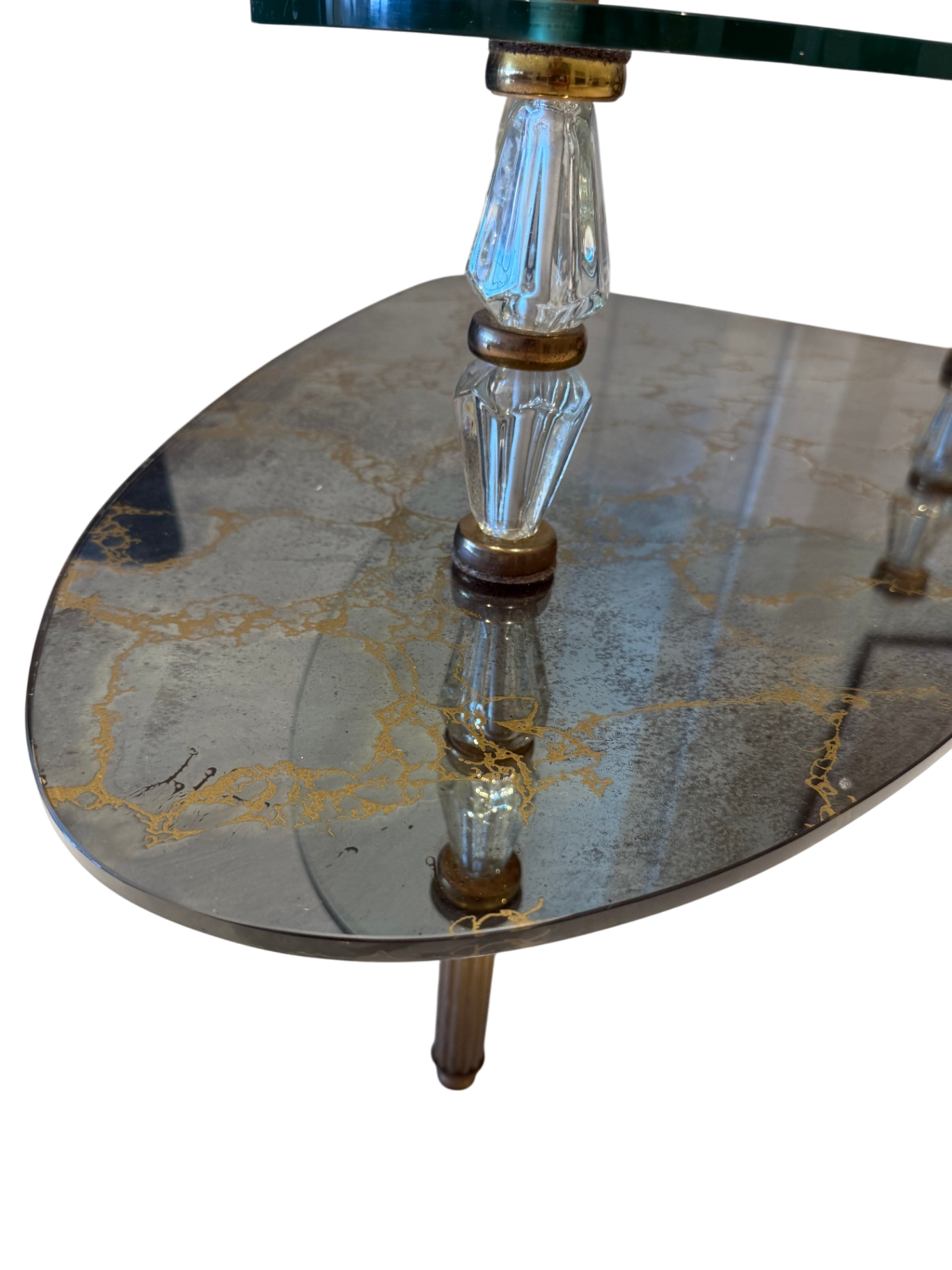 Hollywood Regency Two-Tiered Italian Églomisé Side Table