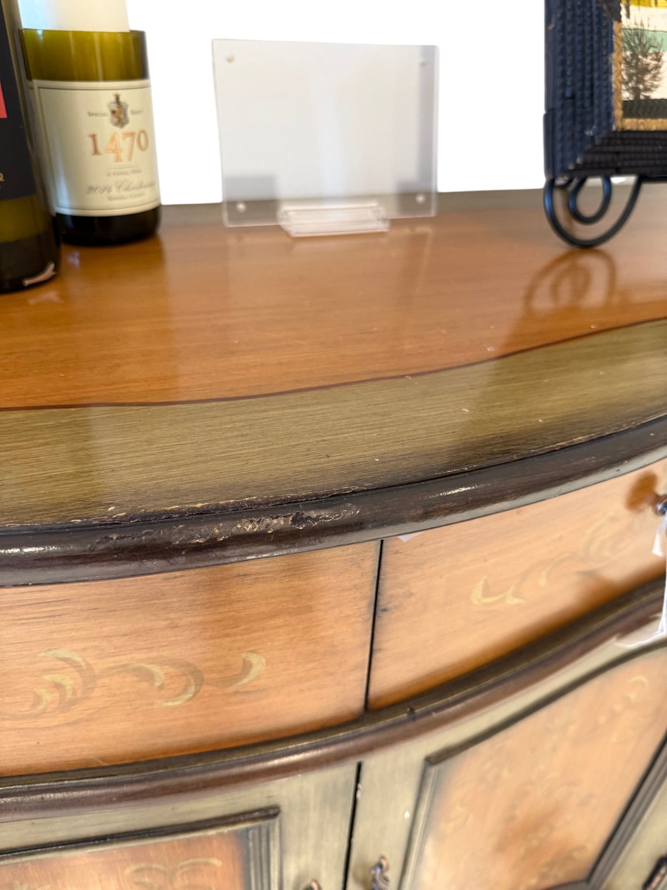 Traditional Hand-painted Green Credenza