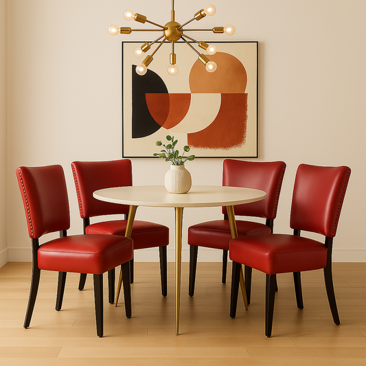 4 Stunning Custom Red Leather Dining Chairs